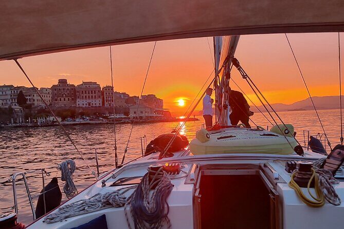Corfu Island Sunset Cruise on Sailing Boat - The Corfu Bay Anchor Moment: Sunset Time Is the Whole Point