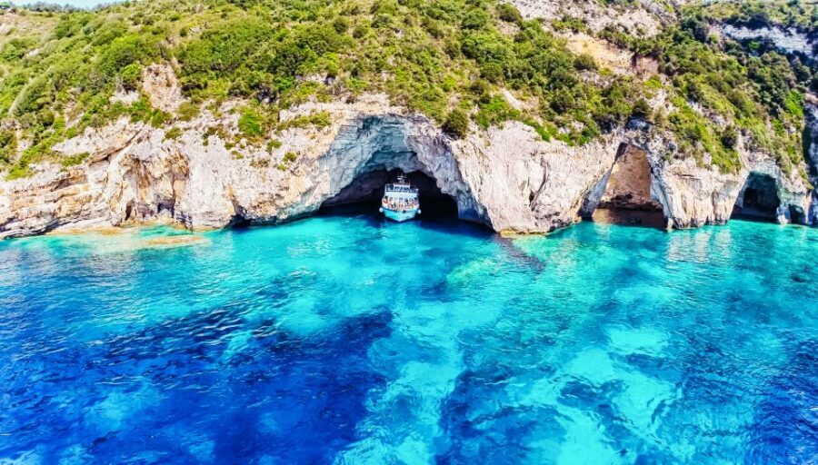 From Corfu: Day Cruise to Paxos, Antipaxos, and Blue Caves - On board experience: Maria, multilingual guides, and a fun tone