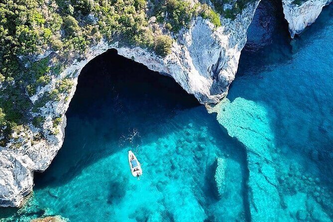 Luxury Private Cruise to Paxos, Antipaxos & Blue Caves with Lunch - Old Fortress views plus Vido and Lazaretto: history you can actually see