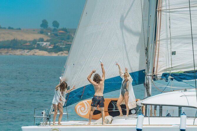 Private Full Day Cruise in Corfu on Lagoon Catamaran - Strogylo Beach: Cobblestones, Floating Toys, and a Long Swim Window