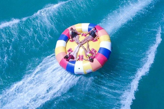 The Twister Tubing Ride - Corfu Sidari Watersports - Gear up: lifejackets, holding on, and what the staff sets up